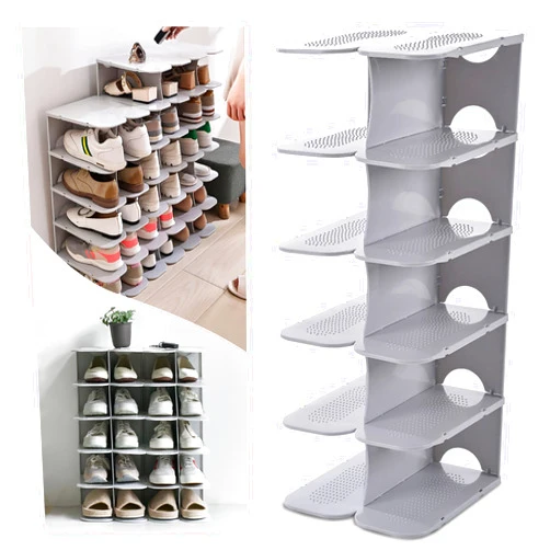 ACPOP Shoe Slots Organizer, Adjustable Rack,Better Stability Shoe Stacker,Space Saver,Pack of 6,Grey