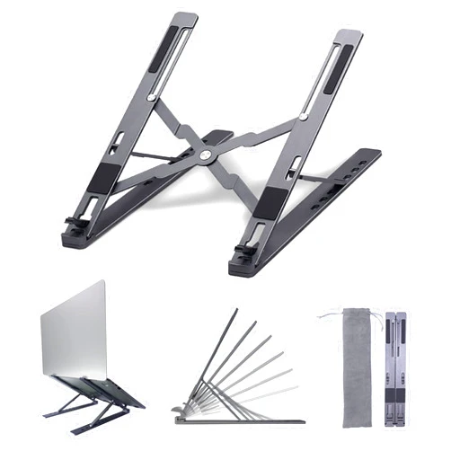 Yomigoo Portable Laptop Stand for Desk, Laptop Accessories Adjustable Ventilated Ergonomic Aluminum Laptop Holder Riser, Compatible with 10-15.6” Laptops,Tablets,Graphic Tablets(Space Grey)