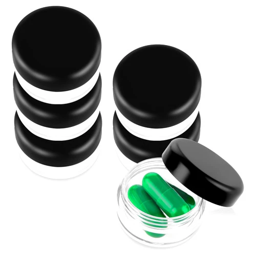 Dimeho Small Pill Organizer Box, 5 Pcs Travel Pill Case Holder Daily Portable Pill Cases BPA Free Travel Mini Pill Container Organizers for Pocket (Black)