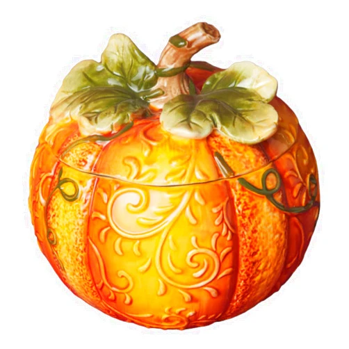 Hidd_ntr_asur_s 7x8 Ceramic Pumpkin Shaped Candy Jar