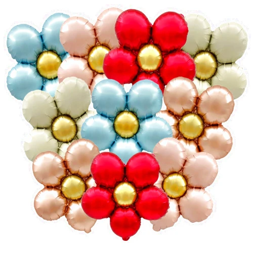 HOLTIOCLAN 10 Pcs Daisy Balloons Colorful Flower Foil Balloons 20 Inch Flower Shaped Mylar Balloon Girls Daisy Themed Birthday Party Wedding Baby Shower Decorations Supplies (5 Colors)