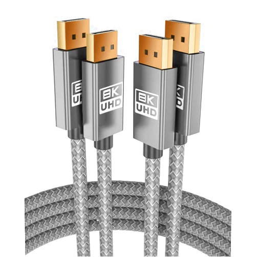 Itramax 8K 60Hz DisplayPort Cable 6.6FT (2-Pack),DP 1.4 Male Ultra High Speed Cord for Laptop/PC/TV/Gaming Monitor 6,HBR3 Bandwidth of 32.4Gbps,4K@144Hz,2K@165Hz,1080P@240Hz(DP 1.2 Compatible), Feet