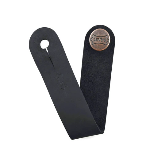 Levy's Leathers Headstock Strap Adapter for Acoustic Guitars; Black Leather (MM18CH-BLK)