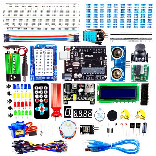 Smraza Super Starter Kit Project Kit with Breadboard, Power Supply, Jumper Wires, Resistors, LED, LCD 1602, Sensors, Detailed Tutorial for Project, Compatible with Arduino UNO R3 Project