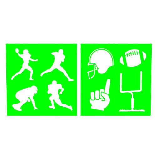 Auto Vynamics STENCIL-FOOTBALL-10 - Football Silhouettes Stencil Set - Featuring Multiple Players, Goalpost, & More! - 10-by-10-inch Sheet - (2) Piece Kit - Pair of Sheets