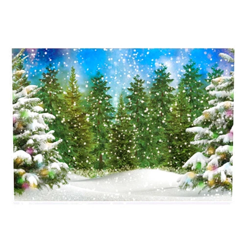 Funnytree 7x5FT Winter Forest Landscape Photography Backdrop Snowy Christmas Pine Tree Background Natural Scene Xmas Party Wall Decoration Supplies Photo Booth