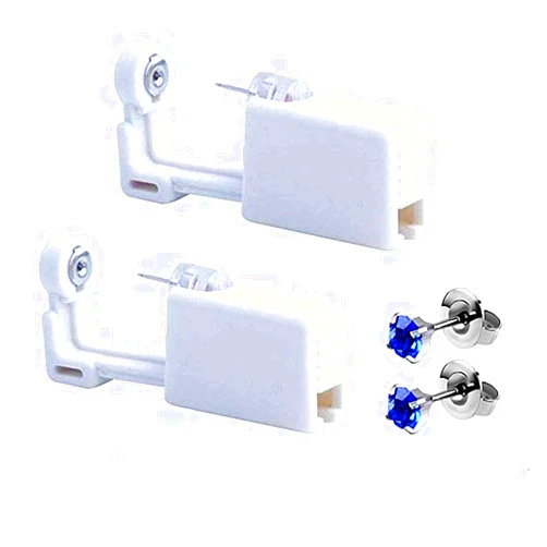 XUKEKOY 2 Pack Self Ear Piercing Gun Earring Disposable Piercing Kit No Pain Easy Use Ear Piercing Gun Kit Tool with Stud (AB Blue)