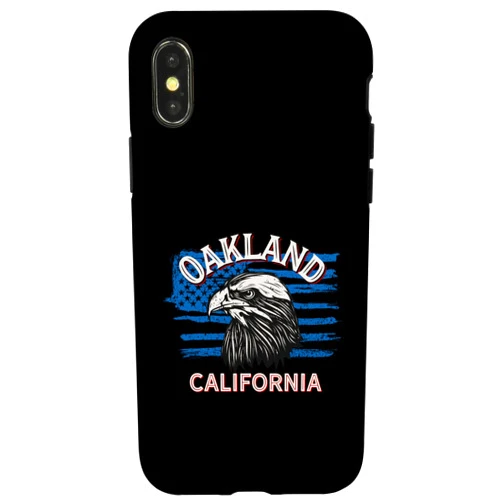 Proud Retro US America Oakland Gift iPhone X/XS Retro Eagle USA Flag California - Vintage Oakland Case