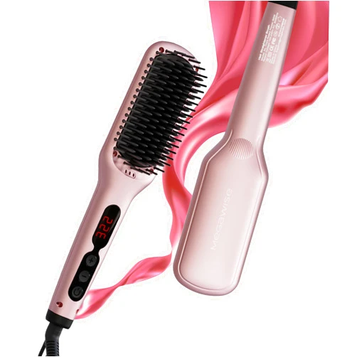 MEGAWISE Hair Straightener Brush, MegaWise Hair Straightening Comb for All Hair Types with Nano Heating Teeth, Double Anion Technology, MCH 20s Fast Heating & 60-Minute Auto Shut-Off - Gifts for Women