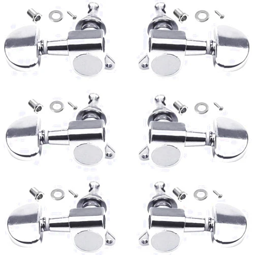 HQdeal 6PCS 3L3R Acoustic Guitar Tuning Pegs Machine Head Tuners, Knobs Tuning Keys, Wear-Resistant, Guitar String Tuning Pegs Machine, Enclosed Locking Tuners for Electric or Acoustic Guitar- Chrome