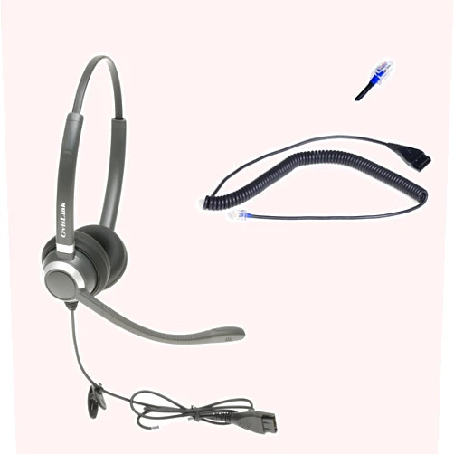 OvisLink Dual Ear Noise Canceling Call Center Headset Compatible with Mitel Phones Include 5200 Series, 5300 Series Models | Rotatable Microphone | Come with RJ9 Bottom Cord Connect Direct to Phone
