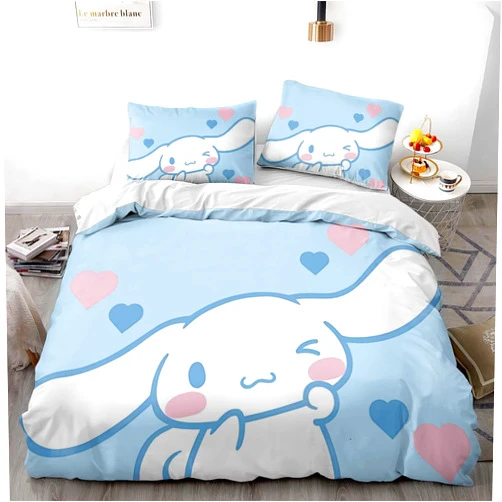 GSHLGAO Cartoon Duvet Cover Set, Cute Kids Bedding Set, Kawaii Bedspread, Boys and Girls Japanese Anime Themed Bedroom Décor Bed Set, with 2 Pillowcases (image2,Twin 68x86in + 20x30in*2)