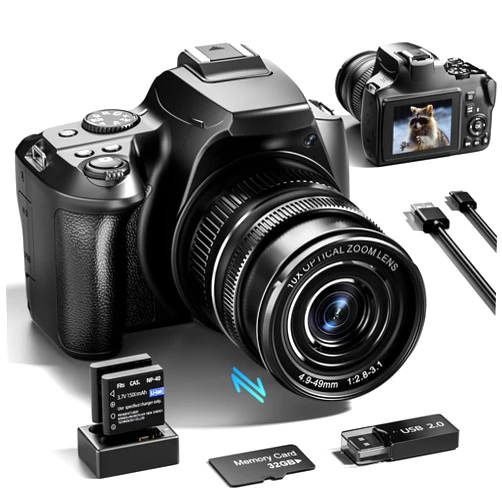 NBDDIGITAL NBD 64MP Digital Cameras for Photography & Video, 4K 40 X Zoom Vlogging Camera for YouTube with WiFi & App Control, Flash & HDMI Output, 32GB SD Card, 2 Batteries (W2)