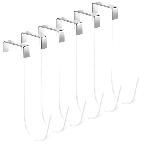 Romeda 6 Pack Over The Door Hooks, Sturdy Metal Single Over Door Hooks, White Door Hanger Hook Door Hooks for Hanging, Towels, Clothes, Bathroom, Hold Up to 7Lbs