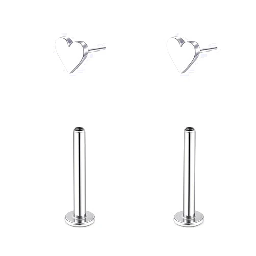 SQKXKLCZ 1 Pairs G23 Titanium 20G/18G/16G Press Fit Threadless Push Pop Top 4mm Flat Back Piercing Lip Stud Earring Labret Monroe Lip Ring Tragus Cartilage Bar Lehgth 6mm-12mm