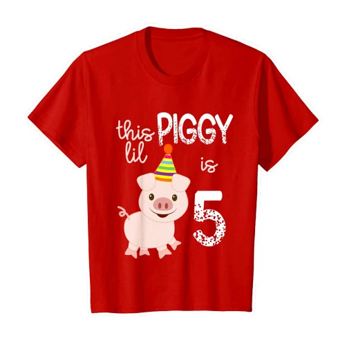 Adorable Pigs & Hogs Apparel Kids This Lil Piggy Is 5 Years Old Funny Birthday Pig T Shirt T-Shirt