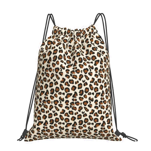 Ourdovi Leopard Print Drawstring Backpack/Gym Bags, For Sports Training Hiking/Yoga/Swimming/Travel, Men And Women