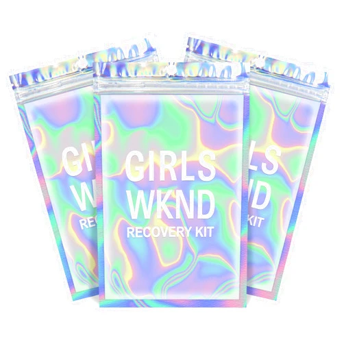Fcuadro Girls Bachelorette Party Favors 20pcs Girls Trip Hangover Kit Bags Holographic Bags Girls weekend,16th 21th Birthday,Bach Party Recovery Kit Bags Only