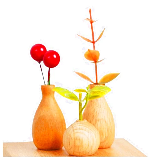 CHENSHUO Wooden Mini Vases Handmade Bud Vases,Small Vase for Micro Landscape DIY Ornament Decor,Chic Vases for Living Room Dining Table Shelves,3 Pieces.
