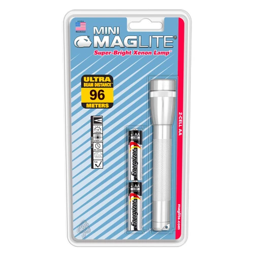 Maglite Mini Incandescent 2-Cell AA Flashlight, Silver