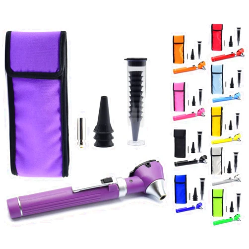 MuskalMed Mini Otoscope Portable Ear Light and Exam Kit 3X Magnifying Fiber Optic Scope with Spare Tips, Bulb, and Carrying Case - Pocket Equipment for Home and Professional Use