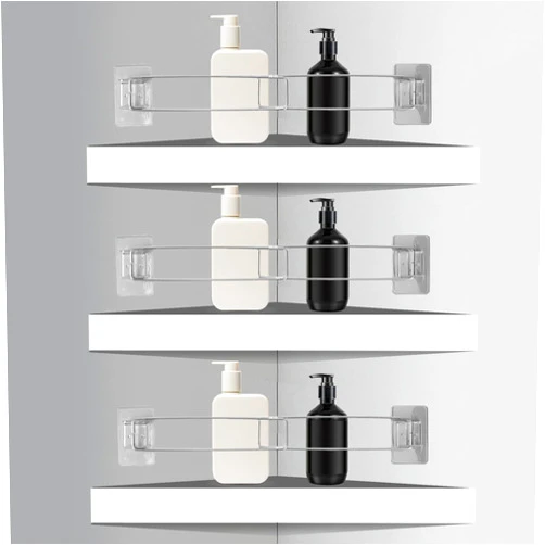 VIKOS Products (3-Pack RV Shower Corner Storage Bar Stainless Steel Adjustable Rustproof Bathroom Shelves Organization Rod for Camper Corner Storage Bar for Shower RV Bathroom Accessories for Inside