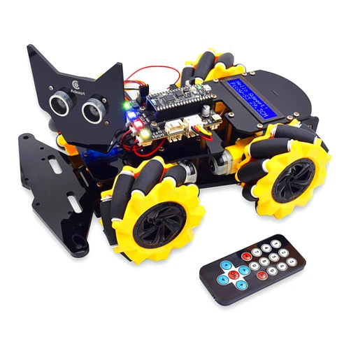 Adeept 4WD Omni-Directional Mecanum Wheels Robotic Car Kit for ESP32-S3 | Banana Pi PicoW-S3 DIY STEM Remote Controlled Educational Robot Kit with LCD1602 Display, Python Code & PDF Tutorials