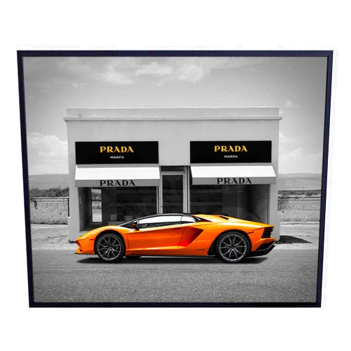 YELLOWBIRD ART & DESIGN Lambo Lamborghini Car Poster - Photo of Prada - Glam Wall Decor - Motivational Wall Art - Designer Room Decoration for Bedroom Living Room, Apartment - Home Decor or Gift for Women, Men, Teens