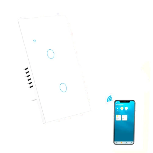 DoHome HomeKit WiFi Smart Wall Touch Switch Light Switch Glass Panel Wireless Remote Control with Timer Function Support Apple HomeKit, Amazon Alexa and Google Assistant No Hub Required White 2 Gang