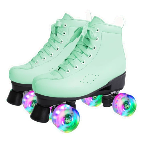 PERZCARE Roller Skates for Women&Girls,Classic Double Row 4 Wheels Shiny Quad Men's Skates,PU Leather High-top Roller Skates for Teens/Adult/Boys/Unisex Indoor/Outdoor