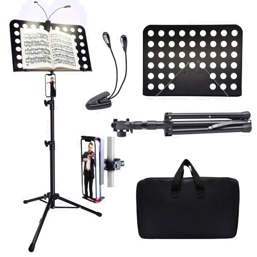 Tialero Sheet Music Stand with Light & Phone Holder, 57