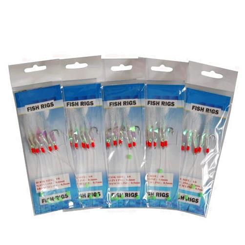 Laxygo 10 Packs Sabiki Rigs Fishing Flasher Lures Bait Rigs Fish Skin, Glow Fishing Beads High Carbon Hooks for Freshwater/Saltwater