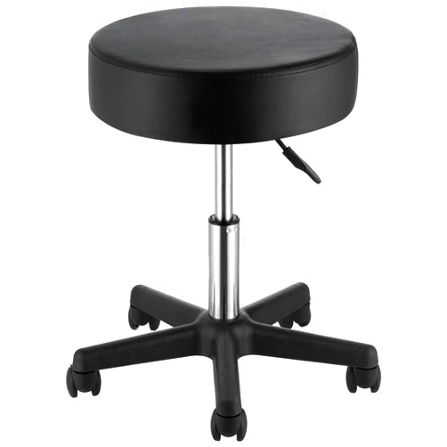 VEVOR Rolling Stool with Wheels, 400 LBS Weight Capacity Adjustable Height Stool with Ultra-Thick Seat Cushion, Swivel Stools Chair for Salon, Bar, Home, Office, Tatoo, Medical, Massage, Black