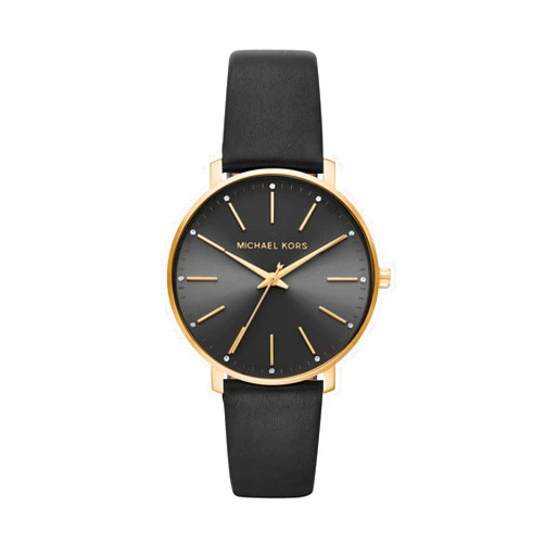 Michael Kors Pyper Three-Hand Black Leather Women's Watch (Model: MK2747)