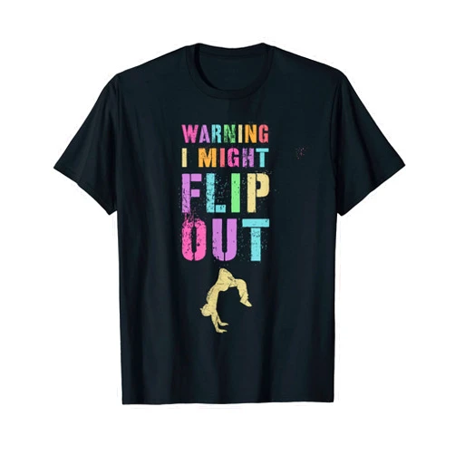 Born To Flip Out & Bounce WARNING I MIGHT FLIP OUT Cheerleading Team Gymnast Squad T-Shirt