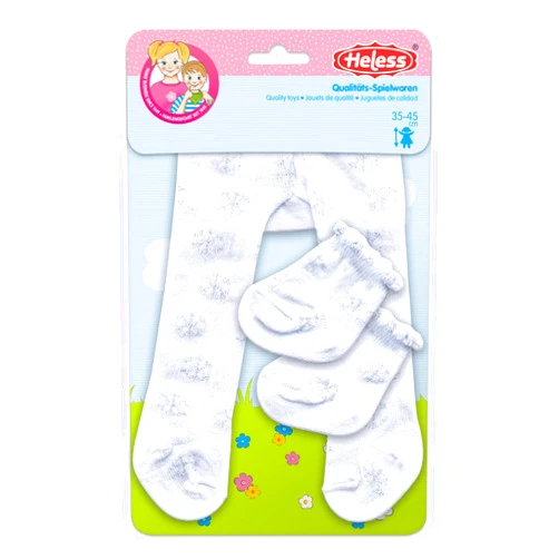 Heless 478 Ice Crystal Doll Tights with Socks Size 35-45cm, White, 35-45