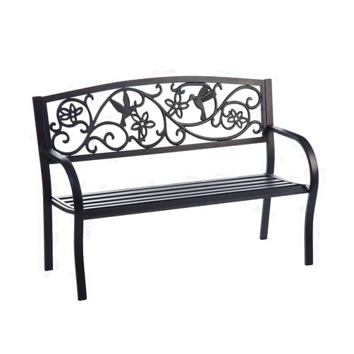 AWEHIRU Evergreen Hummingbird Metal Garden Bench Black