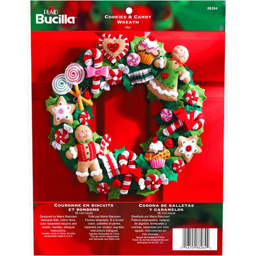Bucilla Felt Applique Wreath Kit, 15-Inch Round, 86264 Cookies & Candy