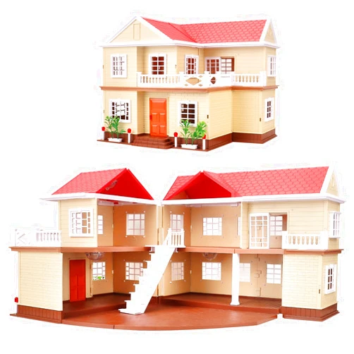 BananMelonBM Family Cozy Cabin Doll House Playset, Dollhouse Furniture and Accessories,DIY Cottage Pretend Play Dollhouses, for Toddlers, Boys & Girls