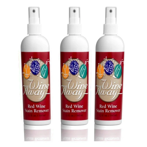 Wine Away Red Wine Stain Remover Spray - Natural Carpet and Upholstery Spot Cleaner - Effectively Removes Blood, Clothes, Coffee, & Pet Stains - Best on Both Fresh & Dried Stains - 12 Oz - Pack of 3