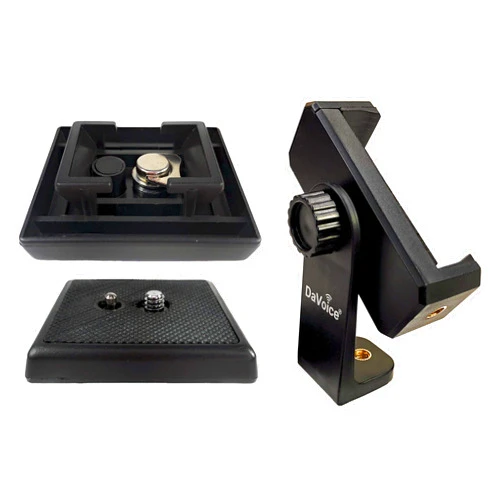 DaVoice Tripod Quick Release Plate Parts Replacement for Vivitar VPT-120 VPT-240 VPT-360 Barska Deluxe AF10374 Celestron 93606 + 360 Rotate Tripod Phone Mount, Compatible with iPhone