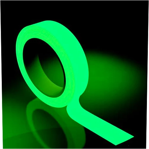 SWRT Glow in The Dark Tape 33FT x 0.5 Inch Long-Lasting Bright Fluorescent Glow Tape, Strong Adhesive Warterproof Glow in The Dark Stickers for Night Decorations, Stairs, Walls and Exit Sign