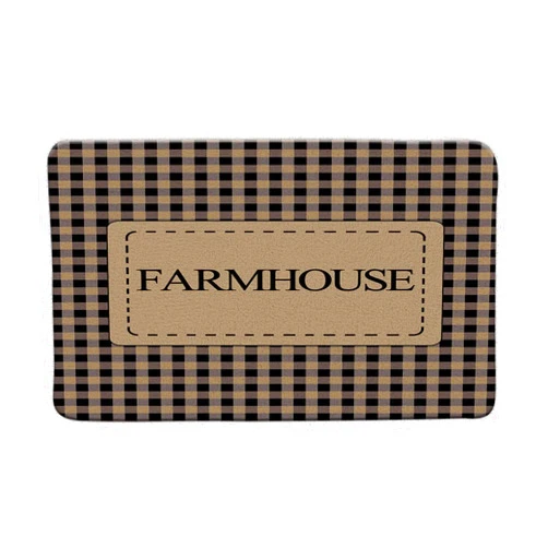 DIFNARY Farmhouse Bath Mat Primitive Rustic Brown Black Buffalo Check Plaid Vintage Retro Rural Country Western Farm Village Life Microfiber Memory Foam Absorbent Floor Mats Bathroom Decor