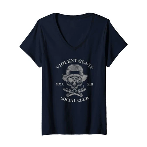 Visit The GENTS VIOLENT SOCIAL CLUB Apparel Womens GENTS VIOLENT SOCIAL CLUB Distinguished Bold Vigilant V-Neck T-Shirt