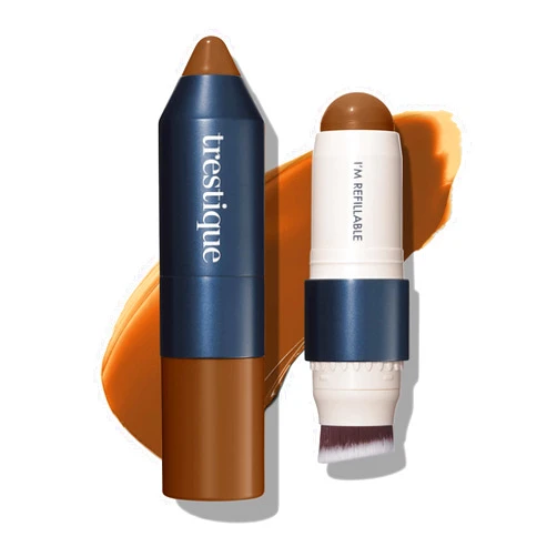TRE'STIQUE trestique Bronzer Stick, Refillable Contour Stick With Built-In Blending Brush, Sustainable Contour Makeup, Clean Beauty Cream Bronzer