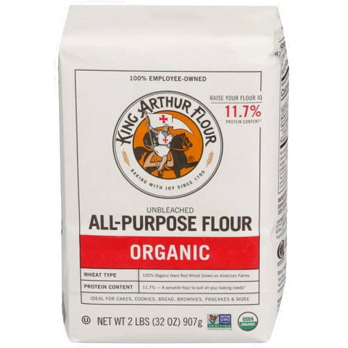 King Arthur Organic All Purpose Artisan Flour, Unbleached, 2 LB (Pack of 12)