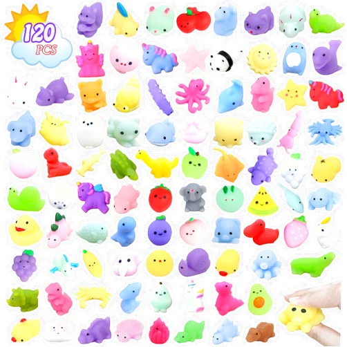 Albiuev 120PCS Random Mochi Squishy Toys,Kawaii Squishies Stress Relief Toys for Kids Party Favors,Goodie Bag Stuffers,Birthday Gifts,Classroom Prizes,Carnival Prizes