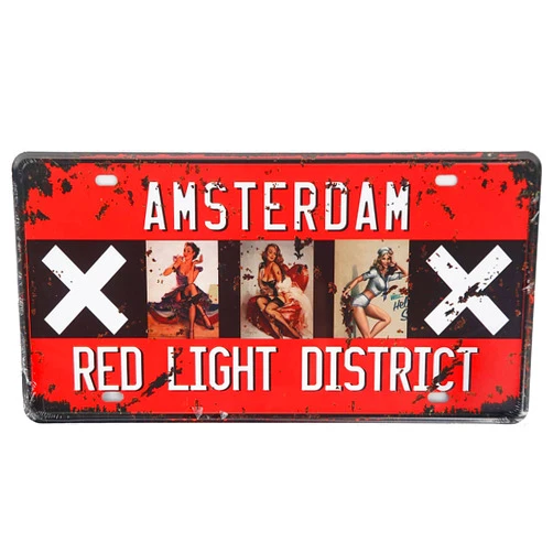 SUMIK Amsterdam Vintage Metal Tin Sign Auto License Plate, Embossed Tag Size 6