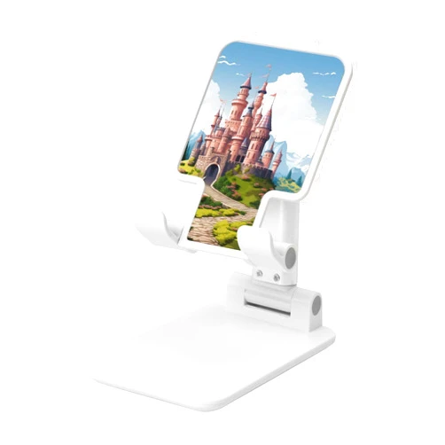 WLKSNBVD Fairy Tale Castle Phone Stand for Desk Angle Height Adjustable Folding Cell Phone Holder Foldable Aesthetic Desktop Phone Stand Portable Cellphone Stand for All Phone Stand Smartphones