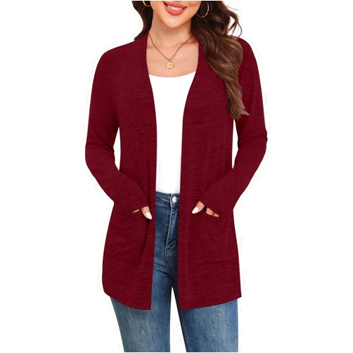 Yincro Womens Lightweight Cardigan Long Sleeve Open Front Casual Sweater Cardigans with Pockets